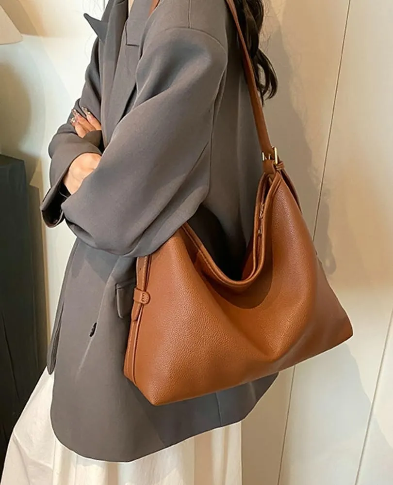 Soft Vegan Leather Shoulder Bags for Women Casual Crossbody Tote Purse Handbag Ladies Work Top Handle Satchels 2psc