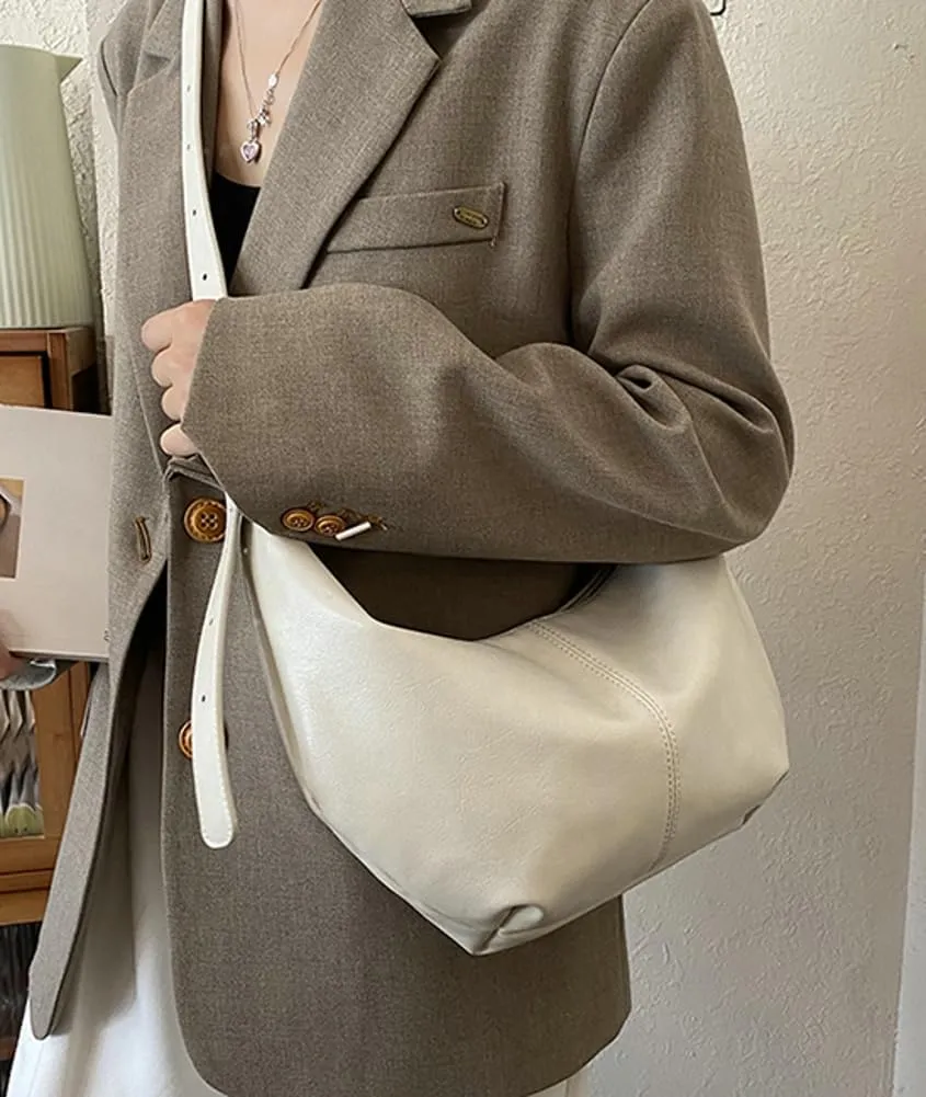 Soft Vegan Leather Shoulder Crossbody Bag for Women Small Dumpling Tote Purses Ladies Vintage Handbags Satchels