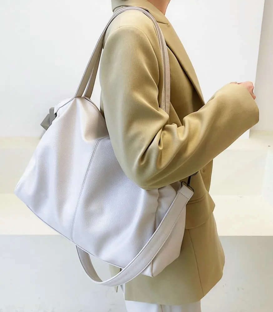 Soft Vegan Leather Tote Bag for Women Large Shoulder Crossbody Purse Top Handle Handbags Slouchy Travel Satchels