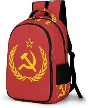 Soviet Union CCCP USSR Emblem Red Casual Backpack Fashion Travel Hiking Laptop Bag Work Picnic Camping Beach