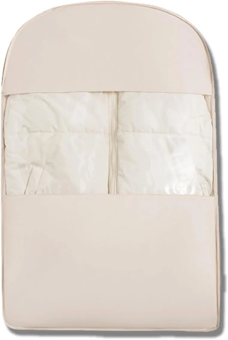 Space Saving Hanging Garment Bag with Self Compression Zipper, Coat Storage Bag Hanging for Moving or Storaging Clothes, Hanging Garment Bag(Beige,Medium)