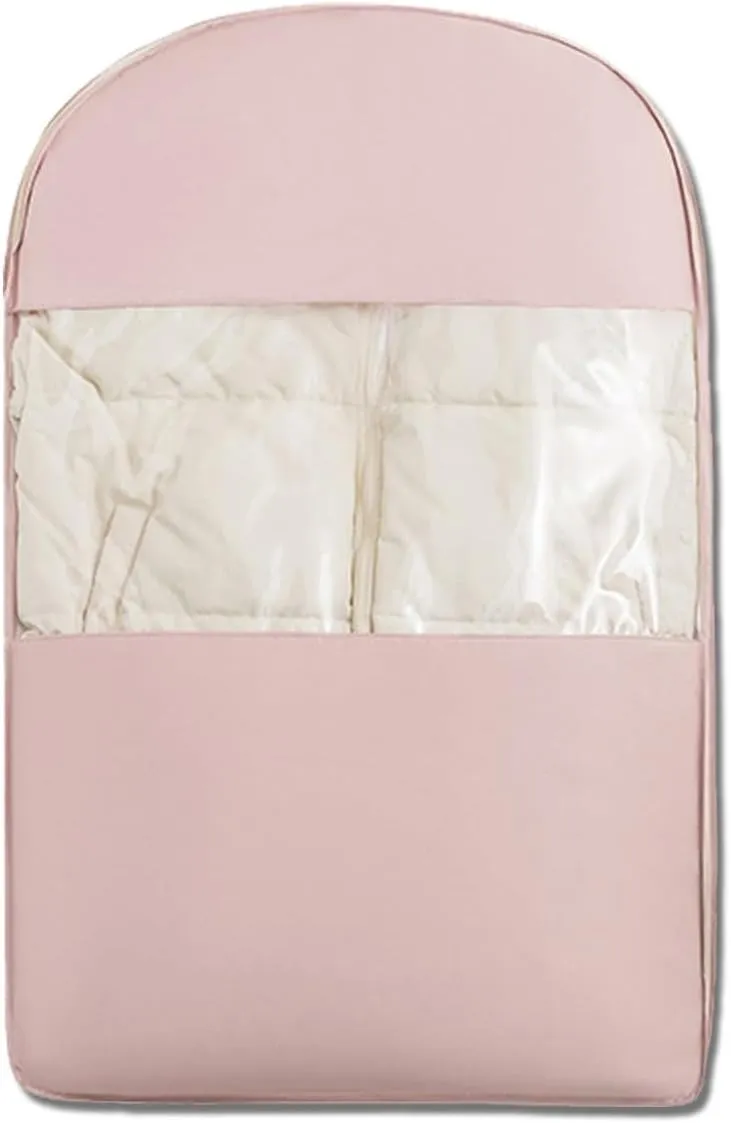 Space Saving Hanging Garment Bag with Self Compression Zipper, Coat Storage Bag Hanging for Moving or Storaging Clothes, Hanging Garment Bag(Pink,Medium)
