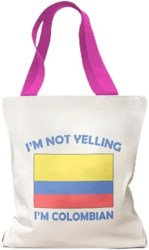 Speedy Pros Canvas Tote Bag for Women I'M Not Yelling I Am Colombians Colombia Countries Beach Bags for Women