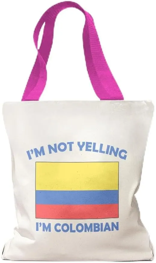 Speedy Pros Canvas Tote Bag for Women I'M Not Yelling I Am Colombians Colombia Countries Beach Bags for Women