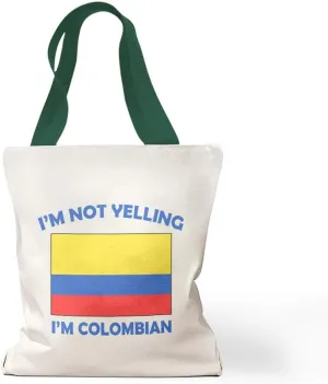 Speedy Pros Canvas Tote Bag for Women I'M Not Yelling I Am Colombians Colombia Countries Beach Bags for Women