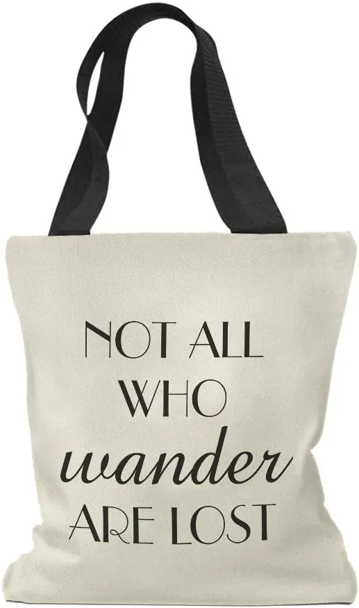 Speedy Pros Canvas Tote Bag for Women Not All Who Wander Are Lost Inspiration & Motivation Beach Bags for Women