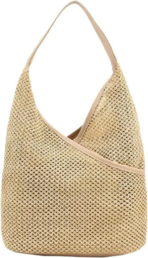 Straw Bag Women Hand Woven Shoulder Beach Totes Lager Capacity Shopping Bag Rattan Bucket Bolsos