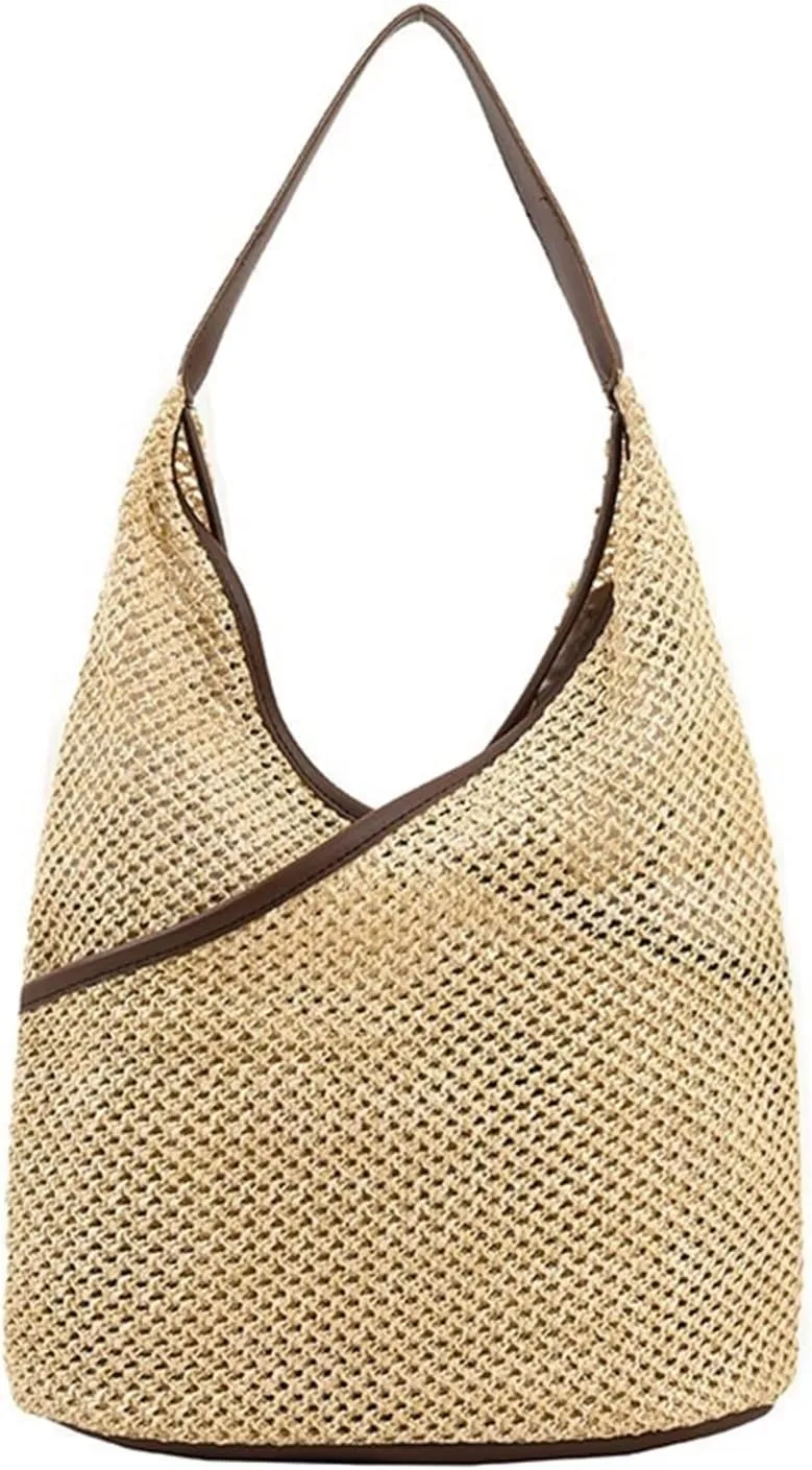 Straw Bag Women Hand Woven Shoulder Beach Totes Lager Capacity Shopping Bag Rattan Bucket Bolsos