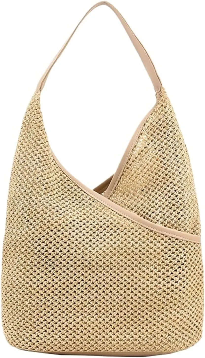 Straw Bag Women Hand Woven Shoulder Beach Totes Lager Capacity Shopping Bag Rattan Bucket Bolsos
