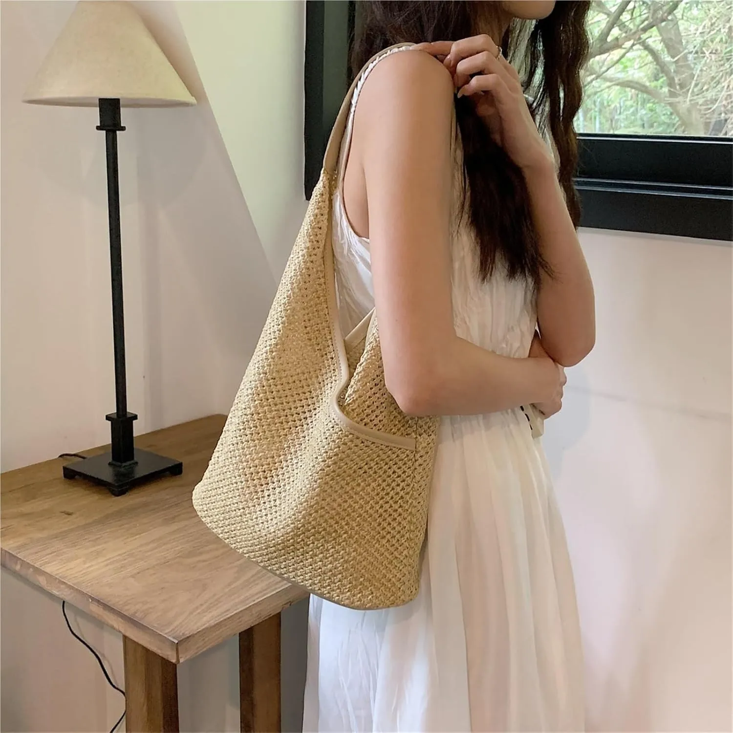 Straw Bag Women Hand Woven Shoulder Beach Totes Lager Capacity Shopping Bag Rattan Bucket Bolsos