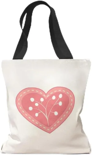 Style In Print Canvas Tote Reusable Shopping Bag Red Heart Berries Holidays and Occasions Valentins Day