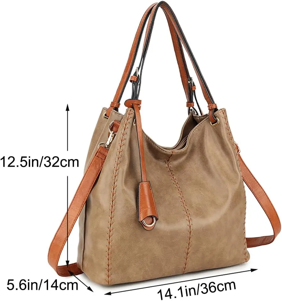 Stylish Tote Bag Handbags Womens Shoulder Vegan Leather Totes Vintage Hobo Bags Large Satchel Ladies Crossbody Bag