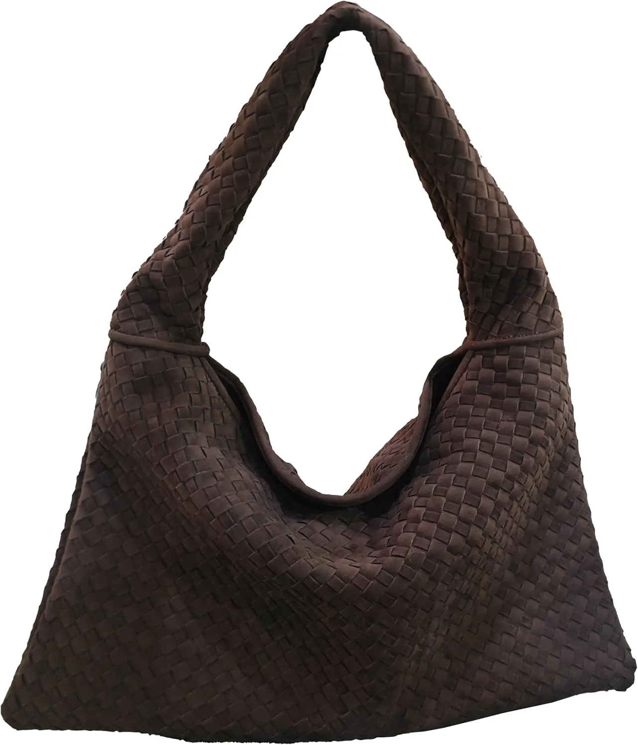 Suede Woven Hobo Bags for Women Slouchy Suede Tote Top-handle Bag Vintage Satchels Woven Purse