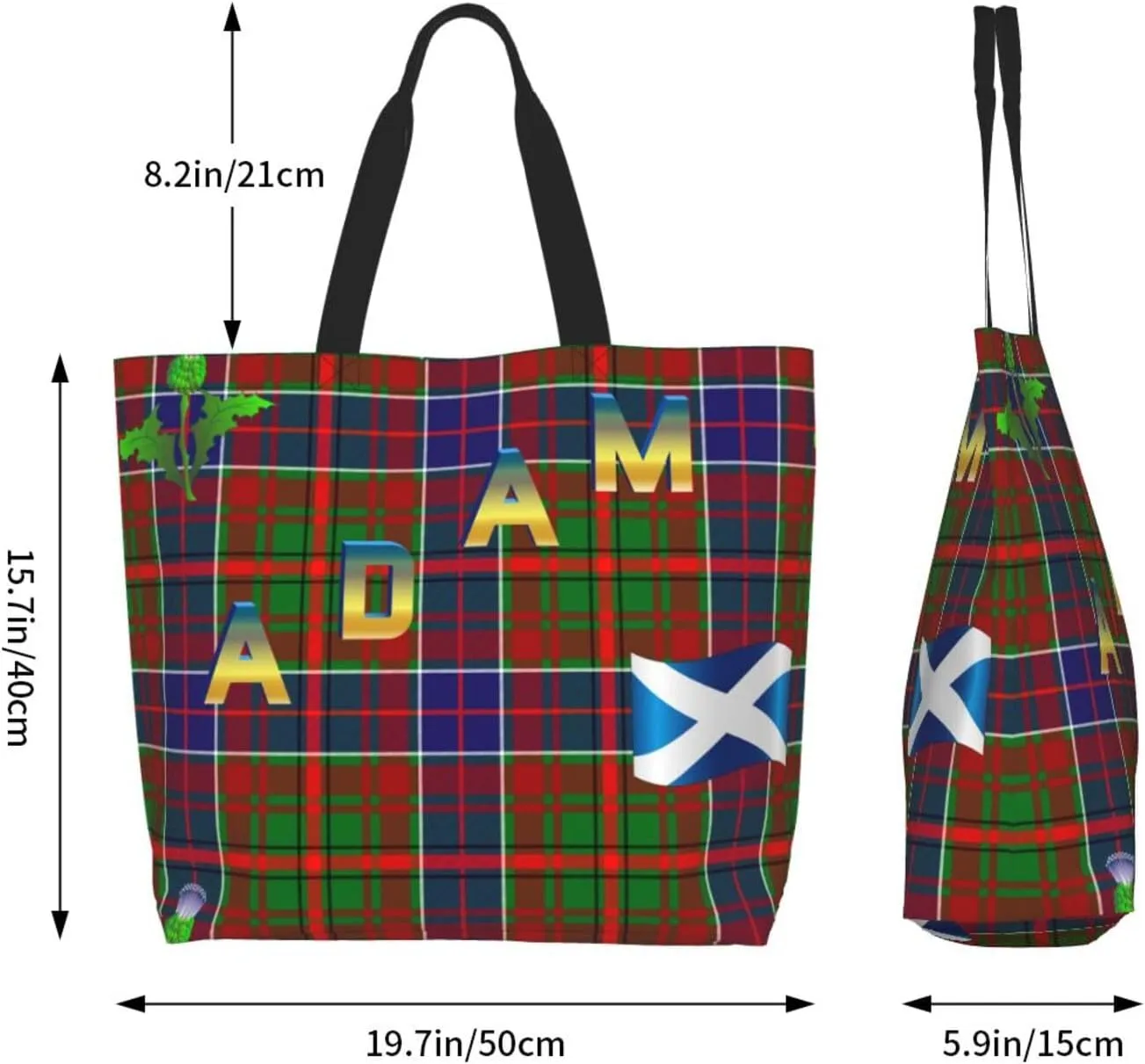 Tartan Plaid Check Tote Bag For Women Weekender Travel Bag Reusable Grocery Bags Large Totes Handbags