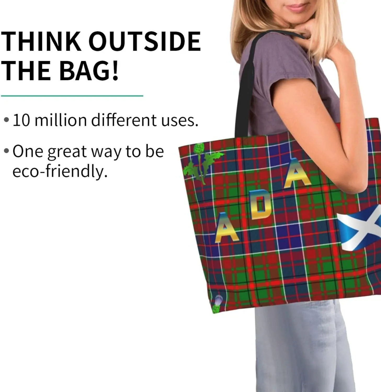 Tartan Plaid Check Tote Bag For Women Weekender Travel Bag Reusable Grocery Bags Large Totes Handbags
