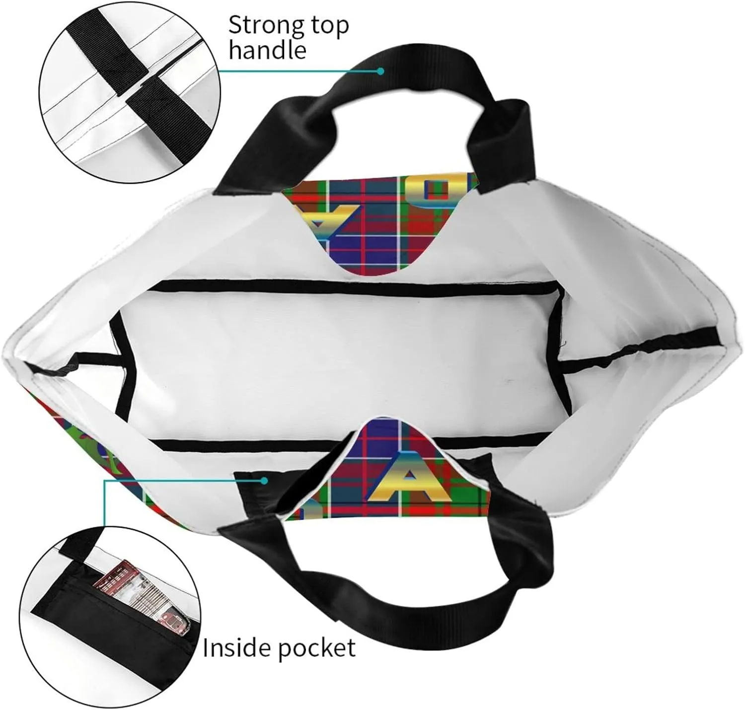 Tartan Plaid Check Tote Bag For Women Weekender Travel Bag Reusable Grocery Bags Large Totes Handbags
