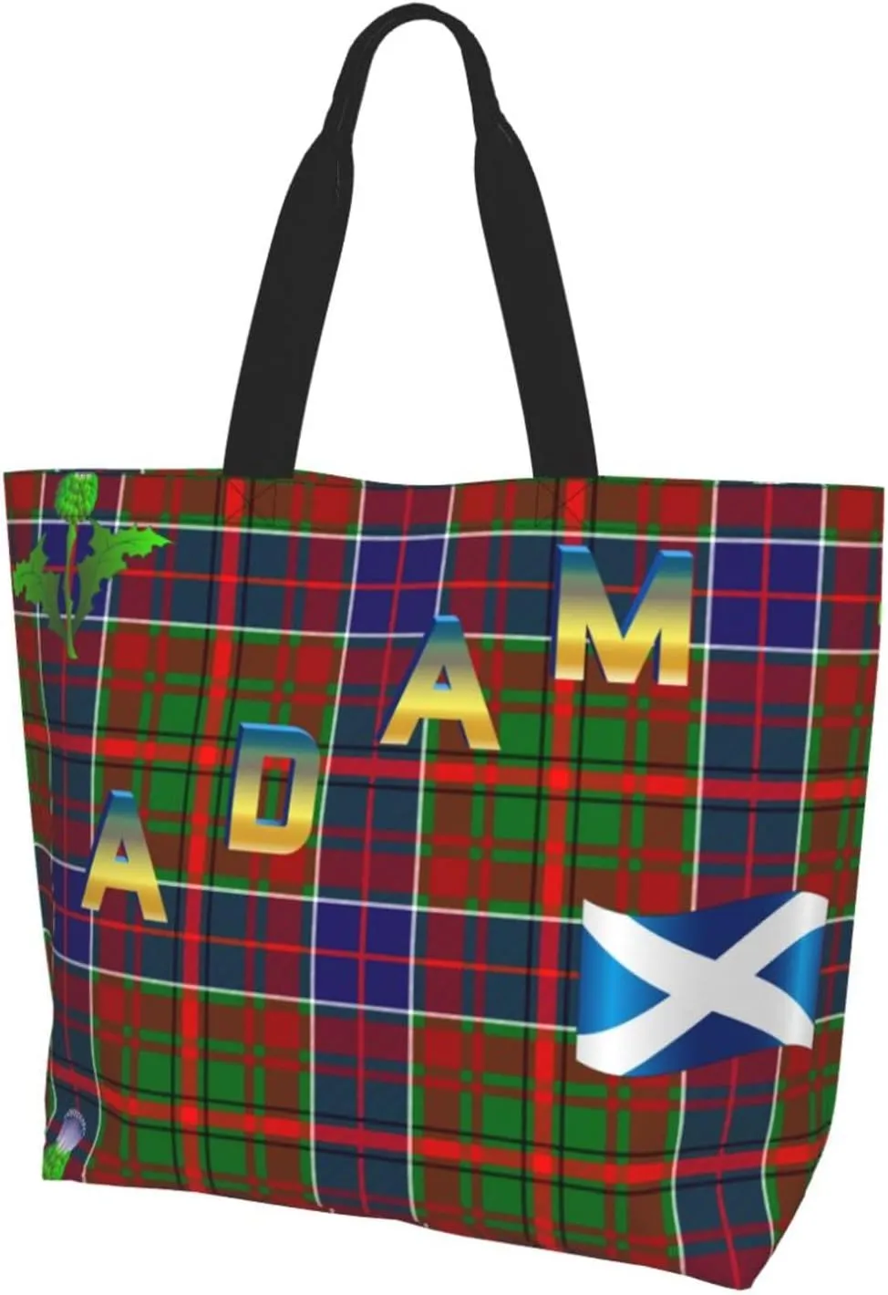 Tartan Plaid Check Tote Bag For Women Weekender Travel Bag Reusable Grocery Bags Large Totes Handbags