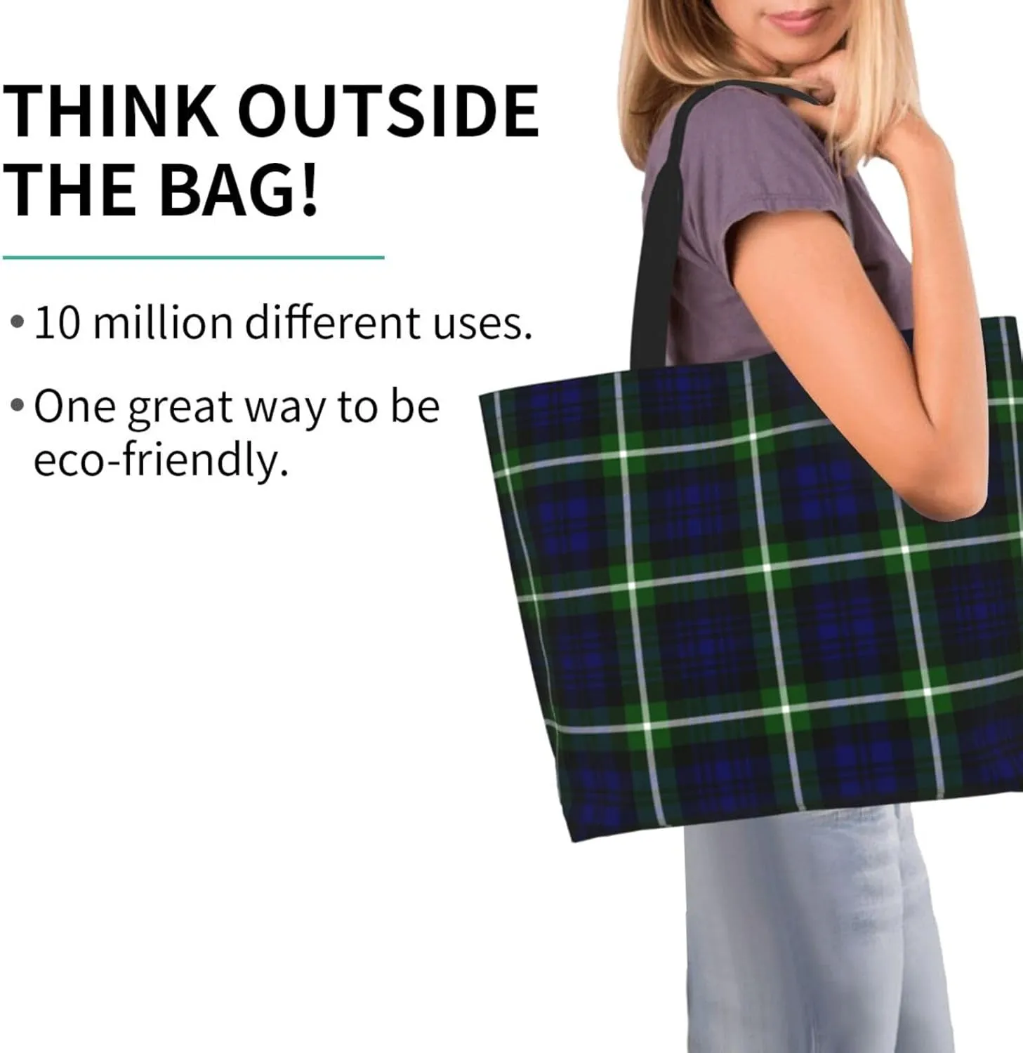 Tartan Tote Bag For Women Weekender Travel Bag Reusable Grocery Bags Large Totes Handbags