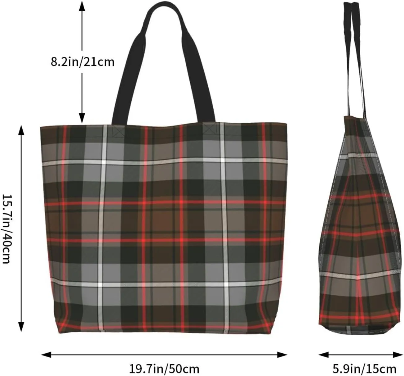 Tartan Tote Bag For Women Weekender Travel Bag Reusable Grocery Bags Large Totes Handbags