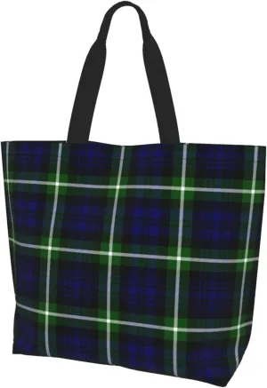 Tartan Tote Bag For Women Weekender Travel Bag Reusable Grocery Bags Large Totes Handbags