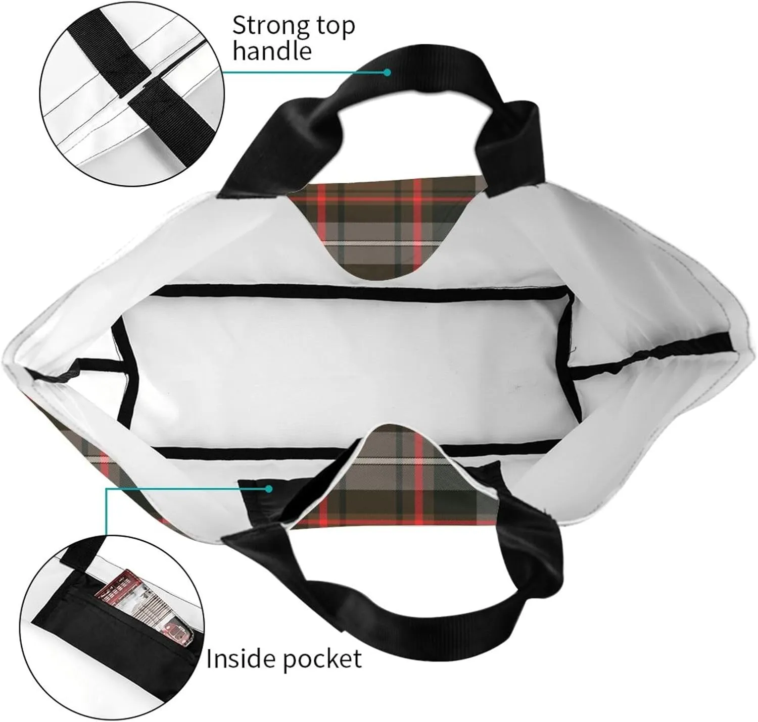 Tartan Tote Bag For Women Weekender Travel Bag Reusable Grocery Bags Large Totes Handbags