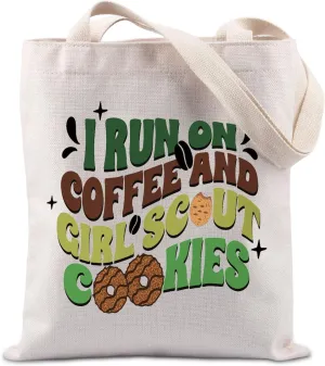 TIIMG Coffee Lover Gift Caffeine Coo-kies Gift I Run On Coffee Scout Coo-kies Tote Bag