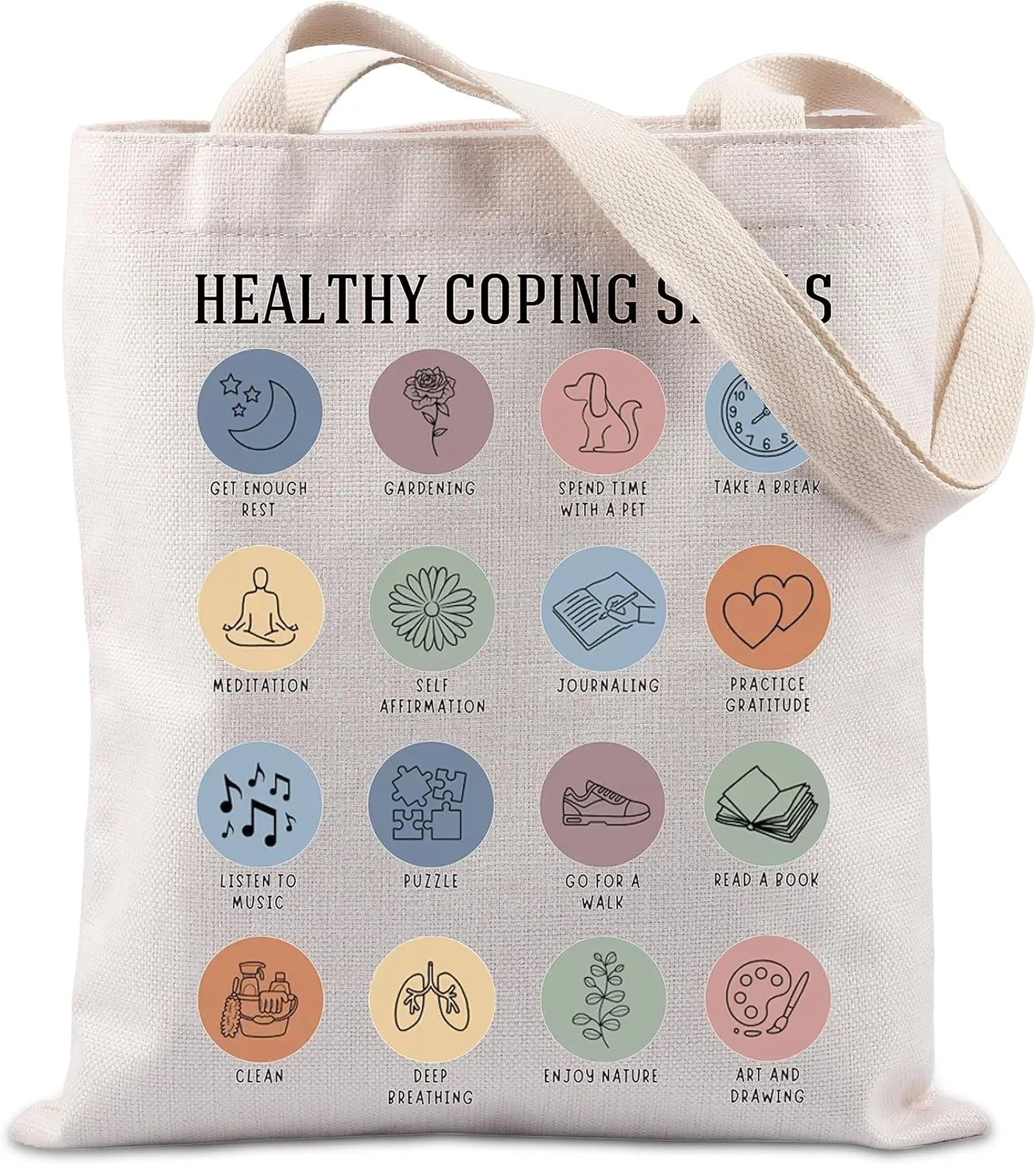 TIIMG Healthy Coping Skills Tote Bag Counselor Handbag Mental Health Awareness Gift Therapist Gift