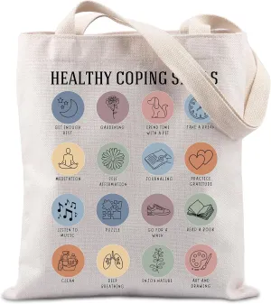 TIIMG Healthy Coping Skills Tote Bag Counselor Handbag Mental Health Awareness Gift Therapist Gift
