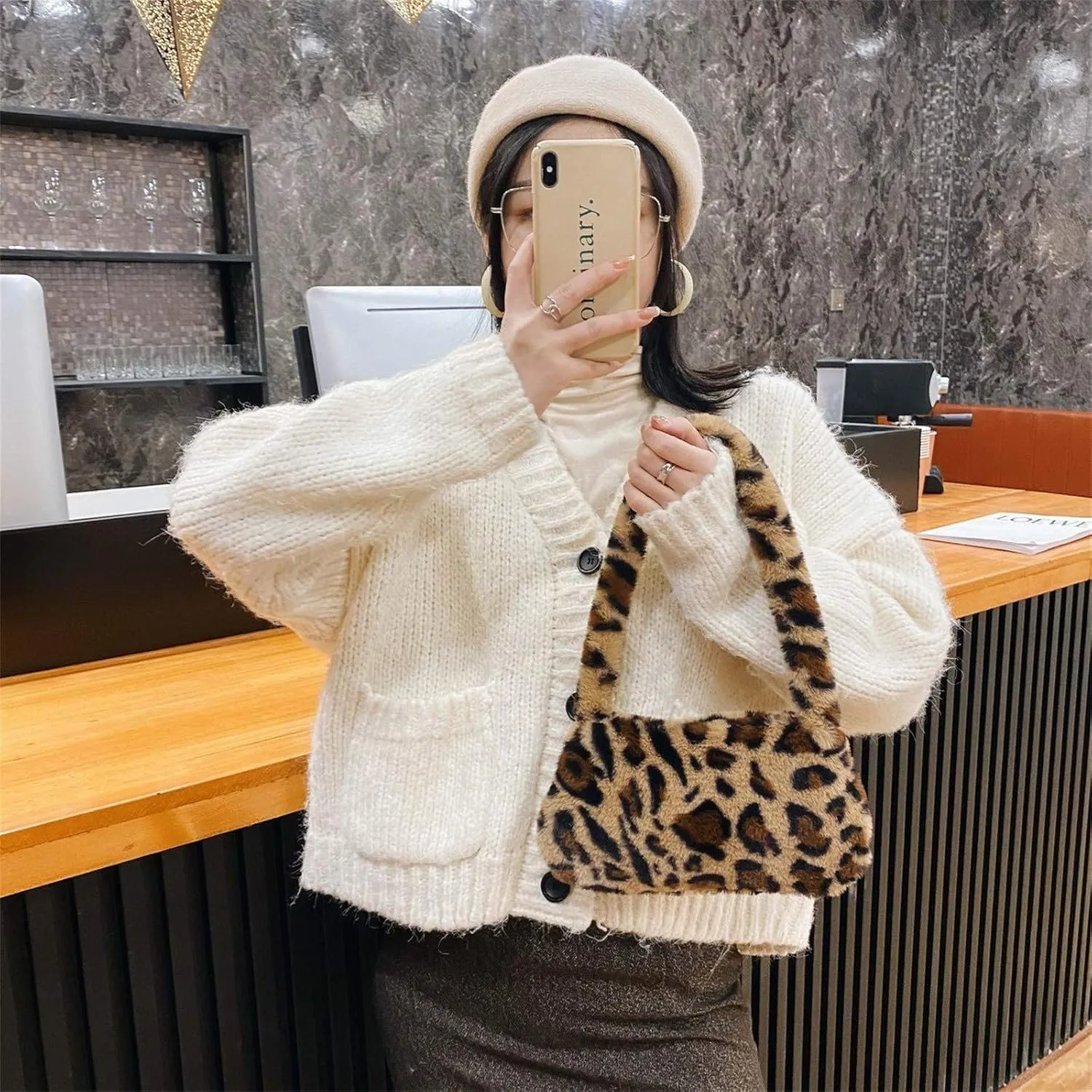 Tote Bag for Women Furry Fashion Portable Shoulder Ladies Messenger Underarm Wild Bag
