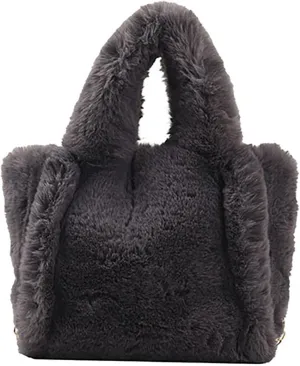 Tote Bag For Women Velvet Winter Handbags Cute New Small Size Solid Color Mini Simple Plush Handbag For Shopping Outdoor