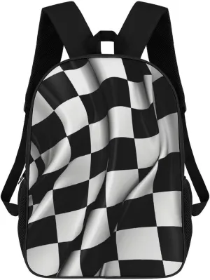 Travel Backpack Sturdy Laptop Backpacks Carry On Backpack Black White Checkered Flags Casual Daypack Business Work Bag Water Resistant Computer Bag Weekender Bags for Men Women Gift Bags
