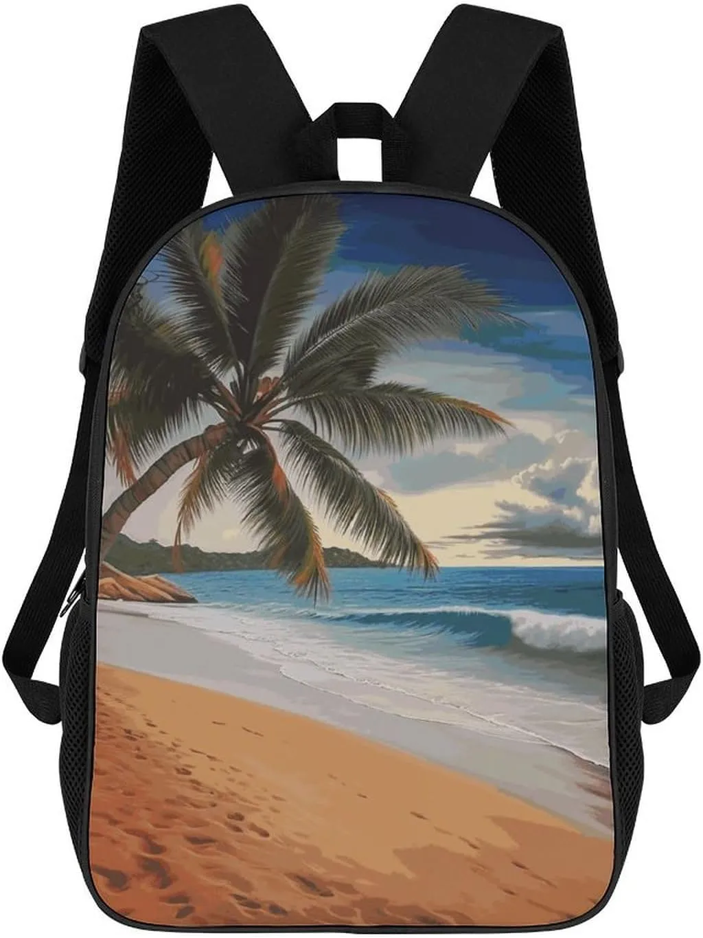 Travel Backpack Sturdy Laptop Backpacks Carry On Backpack Coconut Palm Tree Sandy Beach Casual Daypack Business Work Bag Water Resistant Computer Bag Weekender Bags for Men Women Gift Bags