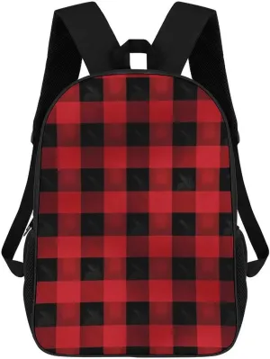 Travel Backpack Sturdy Laptop Backpacks Carry On Backpack Red Black Buffalo Check Plaid Casual Daypack Business Work Bag Water Resistant Computer Bag Weekender Bags for Men Women Gift Bags