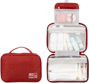 Travel Makeup Bag 10x6.6 Inch Portable Hanging Large Capacity Makeup Bag with 3 Comparment Water Resistant Cosmetic Organizer Countertop with Handle Toiletry Bag Shampoo,toiletries Full-Size Container