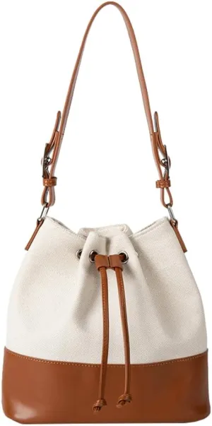 Trendy Bucket Bag for Women Vegan Leather Shoulder Bags Large Tote Purse Handbags Splicing Underarm Satchels 2025