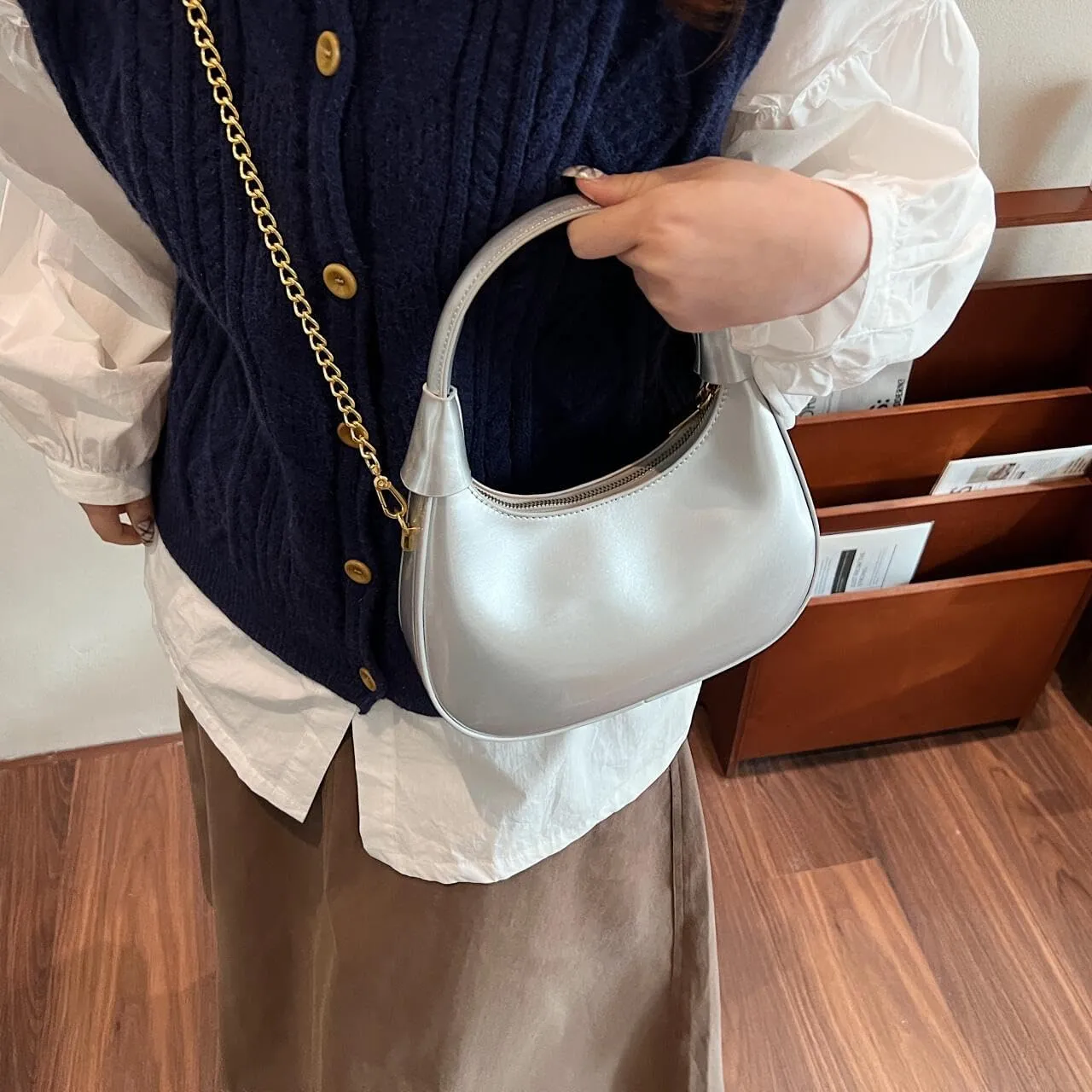 Trendy Patent Leather Hobos Handbag Purse for Women Shoulder Crossbody Bag Retro Totes with Removable Strap