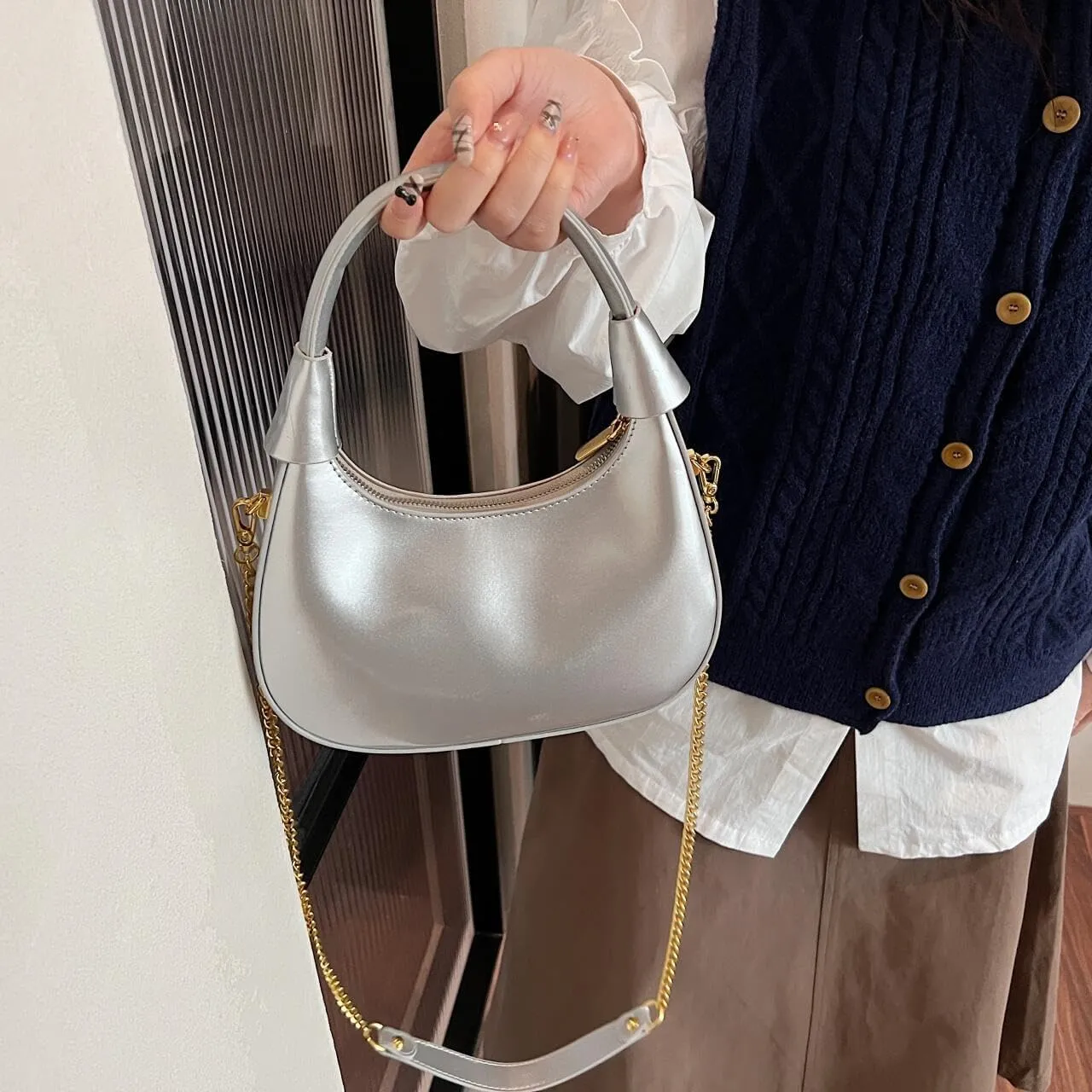 Trendy Patent Leather Hobos Handbag Purse for Women Shoulder Crossbody Bag Retro Totes with Removable Strap