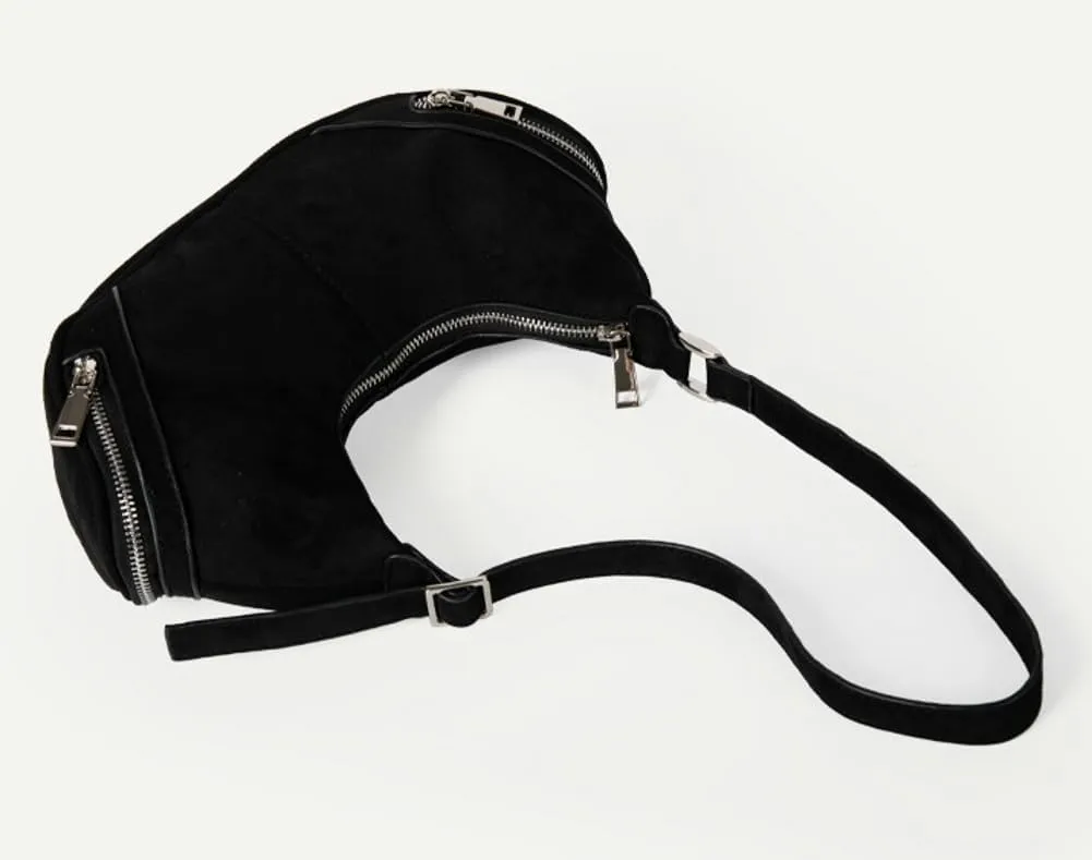 Trendy Shoulder Bag for Women Y2K Dumpling Handbag Small Vegan Leather Purse Top Handle Satchels Punk Clutch