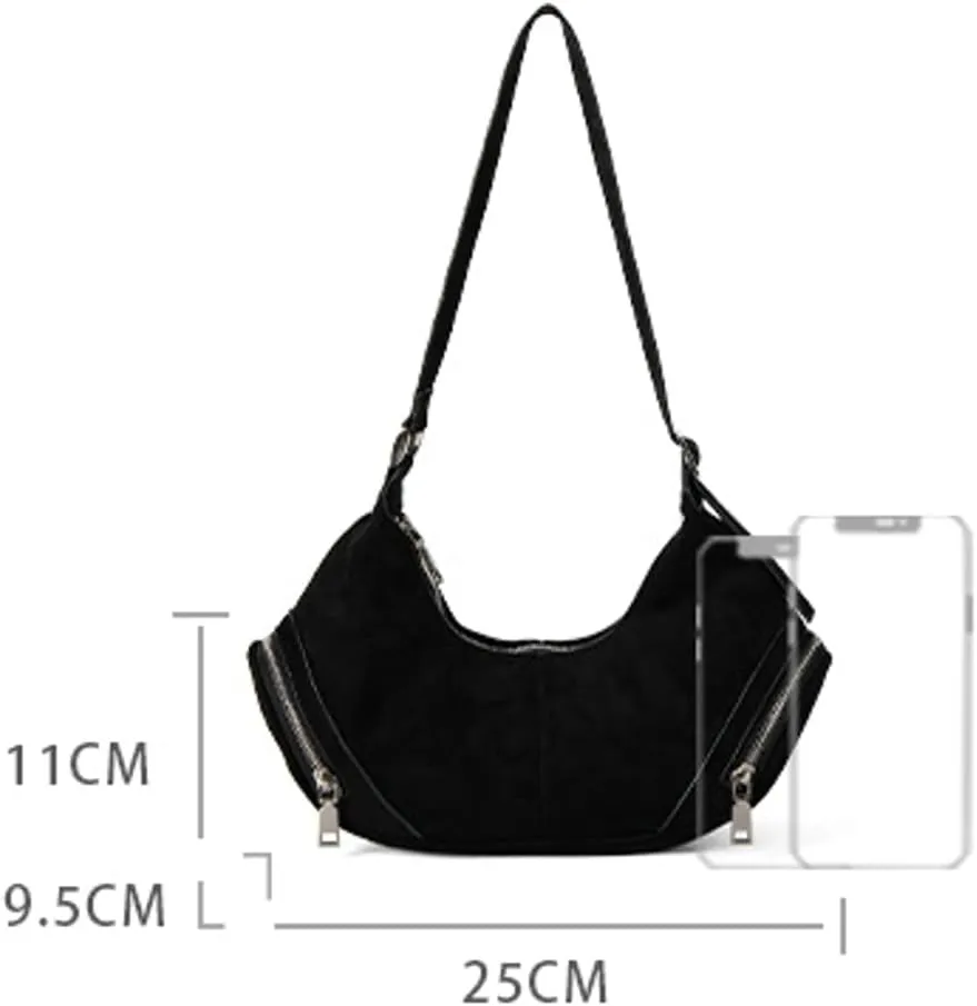 Trendy Shoulder Bag for Women Y2K Dumpling Handbag Small Vegan Leather Purse Top Handle Satchels Punk Clutch