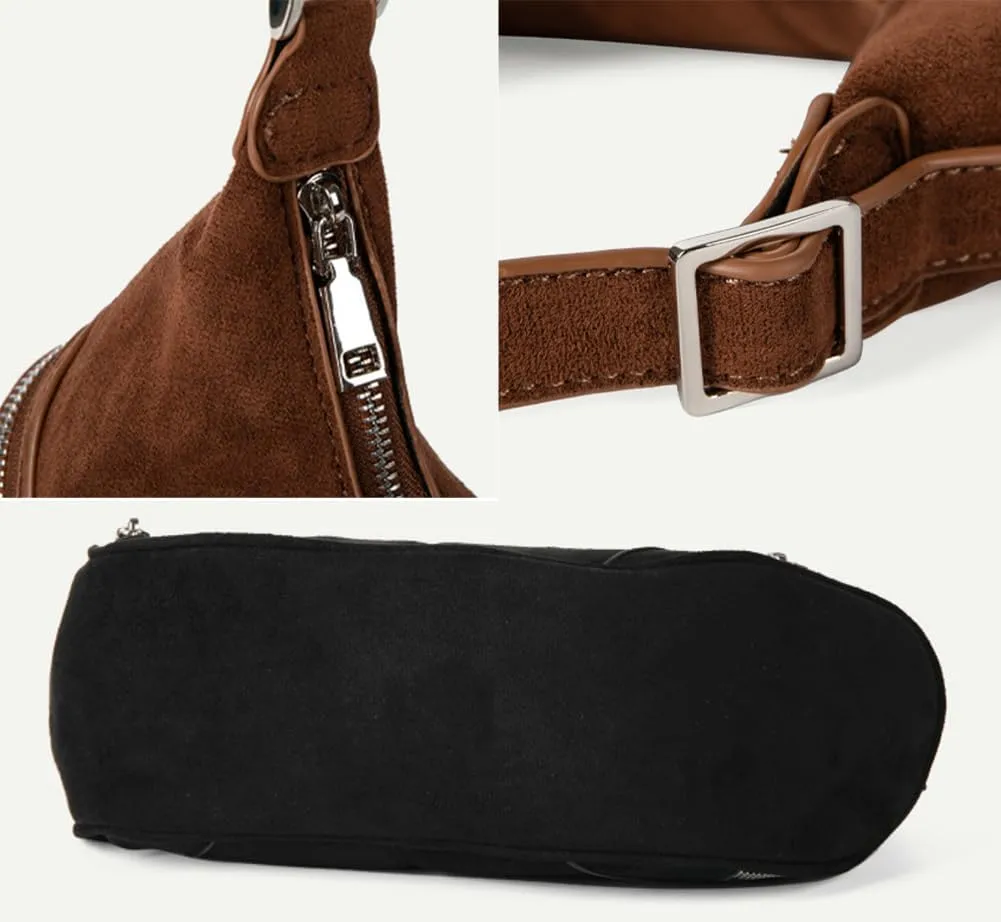 Trendy Shoulder Bag for Women Y2K Dumpling Handbag Small Vegan Leather Purse Top Handle Satchels Punk Clutch