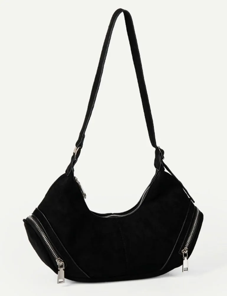 Trendy Shoulder Bag for Women Y2K Dumpling Handbag Small Vegan Leather Purse Top Handle Satchels Punk Clutch