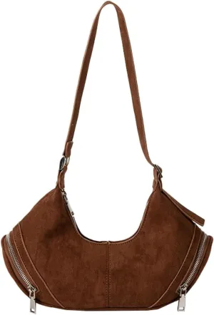 Trendy Shoulder Bag for Women Y2K Dumpling Handbag Small Vegan Leather Purse Top Handle Satchels Punk Clutch
