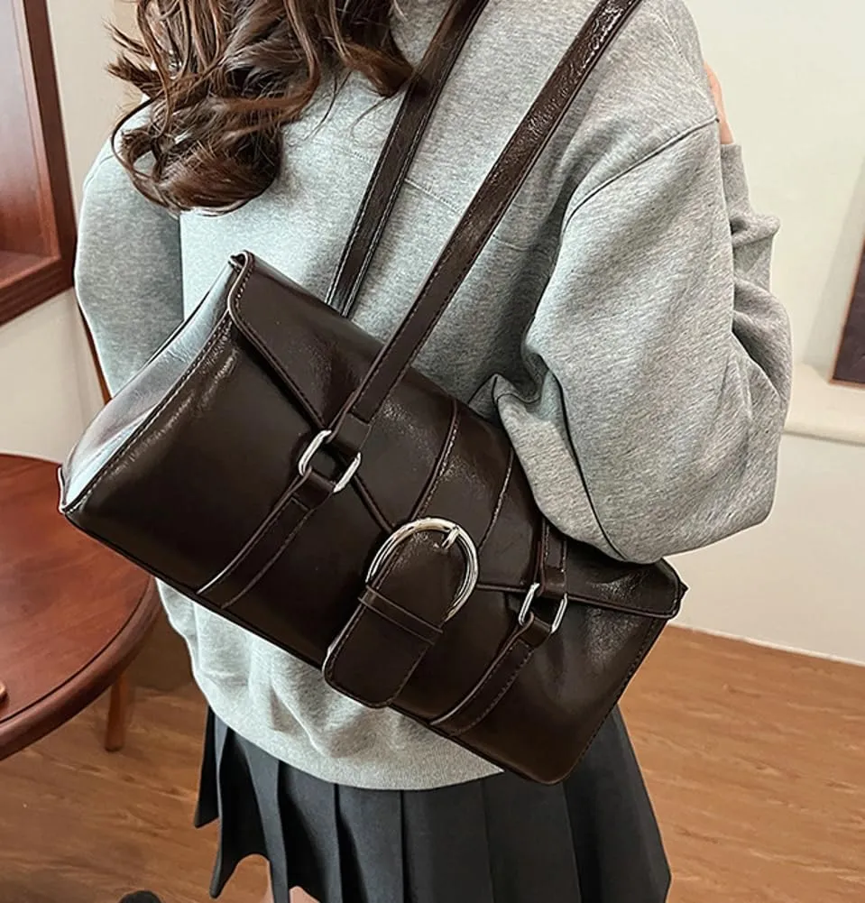 Trendy Shoulder Bags for Women Y2K Tote Purse Small Vintage PU Leather Handbag Ladies Top Handle Satchels