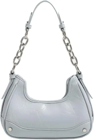 Trendy Shoulder Purses for Women Small Crossbody Tote Bag Glossy Vegan Leather Y2k Handbags Underarm Satchels