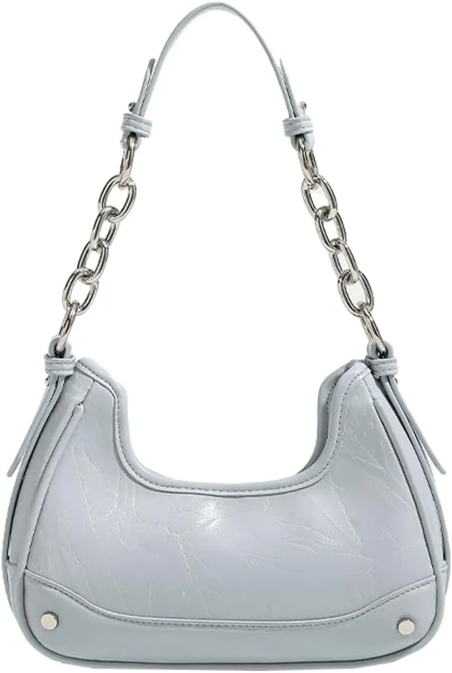 Trendy Shoulder Purses for Women Small Crossbody Tote Bag Glossy Vegan Leather Y2k Handbags Underarm Satchels