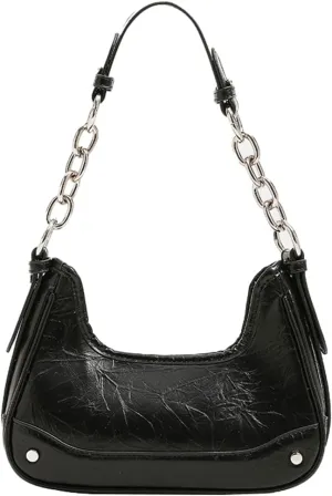 Trendy Shoulder Purses for Women Small Crossbody Tote Bag Glossy Vegan Leather Y2k Handbags Underarm Satchels