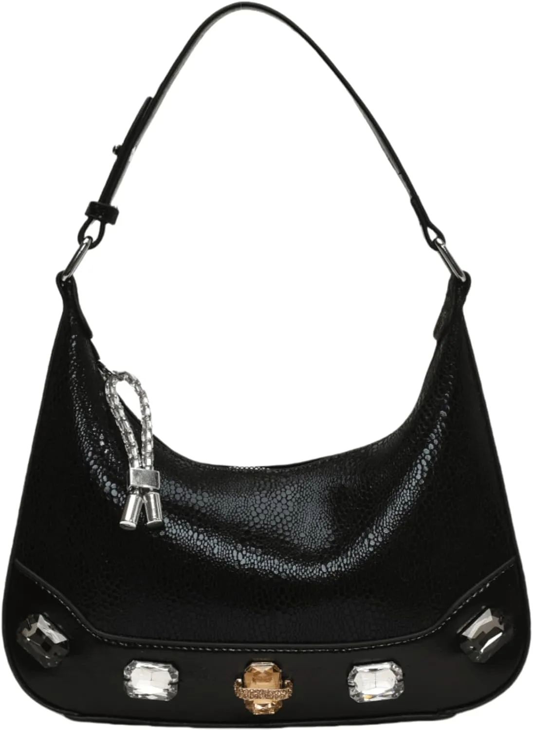 Trendy Snake Print Hobos Handbag Purse for Women Shoulder Crossbody Bag Retro Diamond Totes with Removable Strap