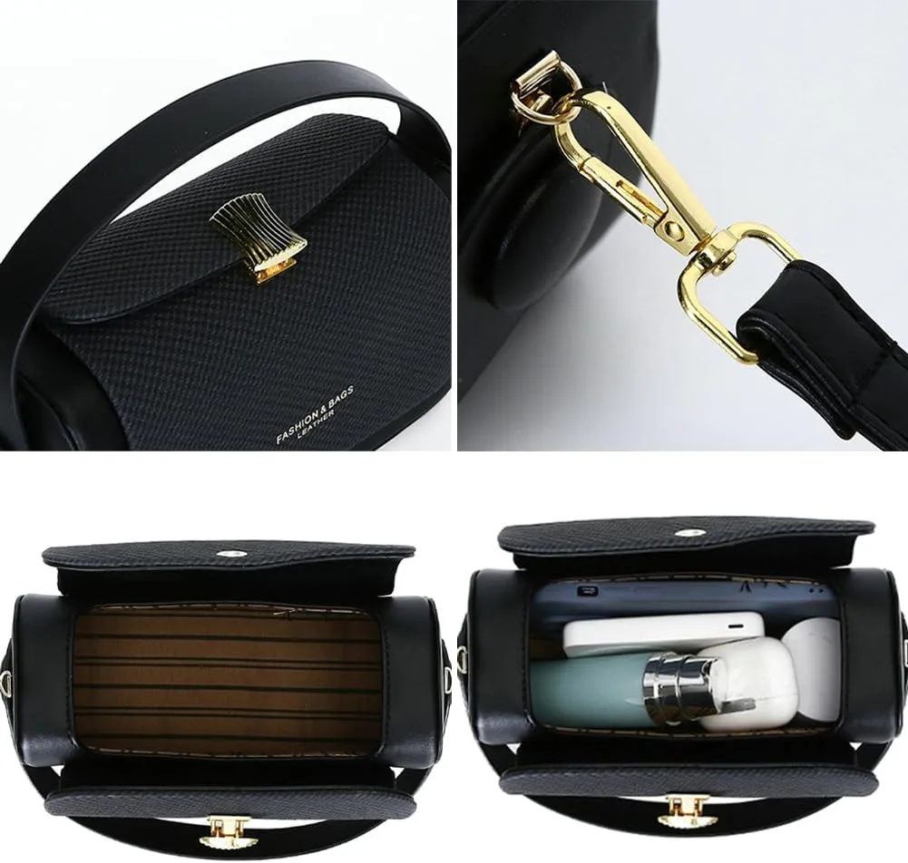 Trendy Vegan Leather Crossbody Purses for Women Small Chic Shoulder Tote Bag Satchels Buckle Top Handle Handbags 2025
