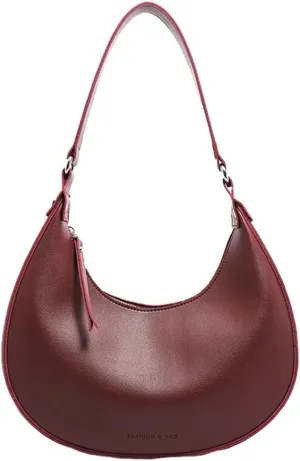 Trendy Vegan Leather Shoulder Bags for Women Small Crescent Tote Purse Handbags Casual Design Underarm Satchels