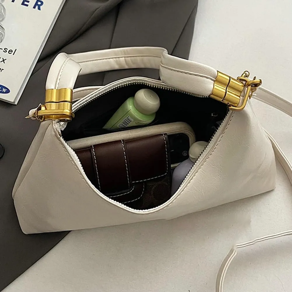 Trendy Vegan Leather Shoulder Bags for Women Small Crescent Tote Purse Y2k Handbags Designer Underarm Satchels
